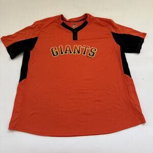 Majestic Mens Size 2XL Shirt San Francisco Giants Jersey ORANGE MLB Cool Base‎